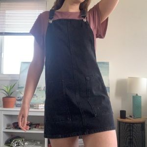 Black Moto Denim Mini Overall Dress from Topshop